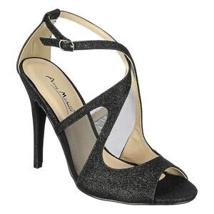 GUC Anne Michelle Black Shimmer Open Toe Dress Pumps. Size 6.5